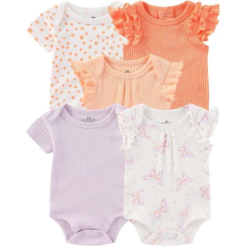 Baby Bodysuits Ribbed Mix Summer Newborn Boy Girl Clothes 5-pack