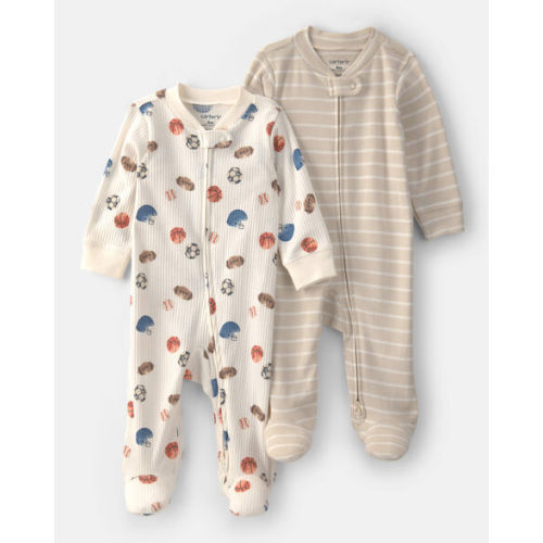 Baby Boy 2-Pack Sports Sleep & Play Pajamas - Ivory/Tan | Carter's