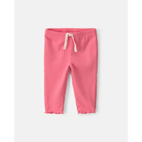 Baby Girl Pull-On Ribbed Leggings - Coral | Carter's