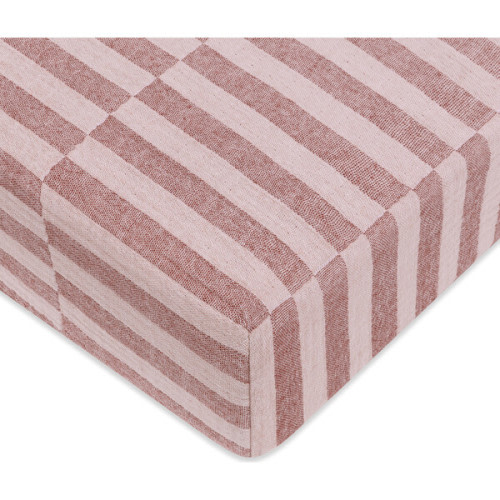 GOTS Certified Organic Muslin Cotton Crib Sheet, Maroon Stripe - Babyletto | Maisonette