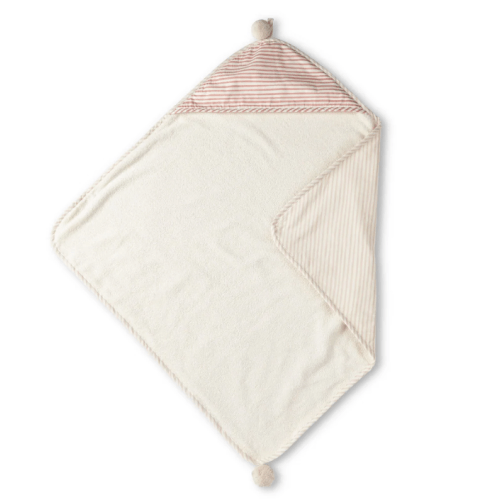 Striped Hooded Towel (in petal) | Over The Moon