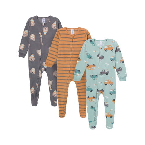 Gerber Baby and Toddler Neutral Microfleece 2-Way Zipper Blanket Sleeper Pajamas, 3-Pack, Sizes 0/3 Months - 5T