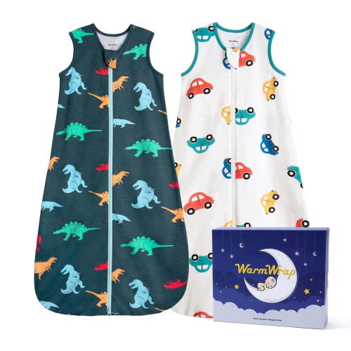 2 Pack-1.0 Tog All-season-use Baby Sleep Sack 6-12 Months 100% Cotton Soft Breathable Sleeping Bag 2-Way Zipper Wearable Blanket Toddler Sleep Sack