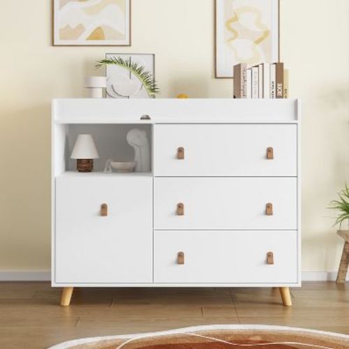 Famapy White Changing Table: Spacious Drawers & Shelves, Organize Baby Essentials Effortlessly