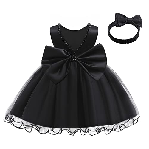 LZH Baby Girls Dress Ruffle Lace Backless Bowknot with Headwear Pageant Party Flower Wedding Dresses