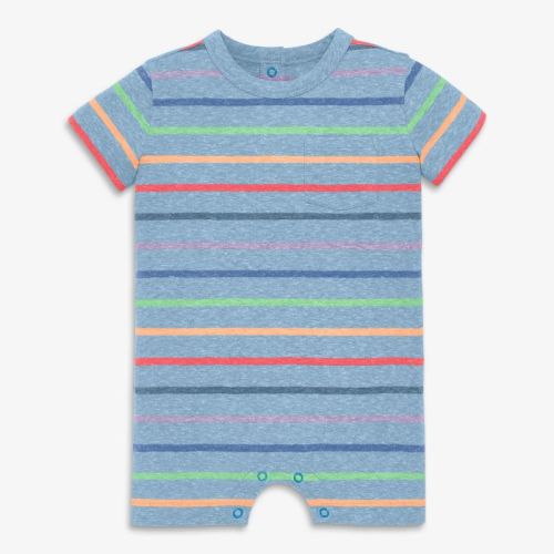 Primary Baby Heathered Rainbow Stripe Pocket Shortie In Cornflower Rainbow Stripe Size 6-12 Months