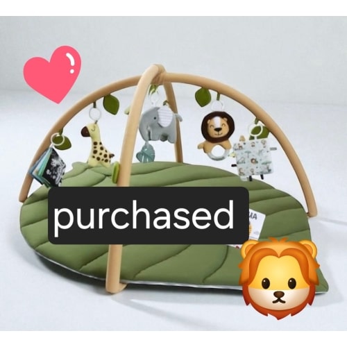 Blissful Diary Baby Play Gym & Activity Mat, Oversize Leaf Shaped Baby Play Mat w 6 Detachable Toys, Tummy Time Mat Promote Motor Skills & Sensory Development Mat, Newborn Infant Baby Essentials Gift