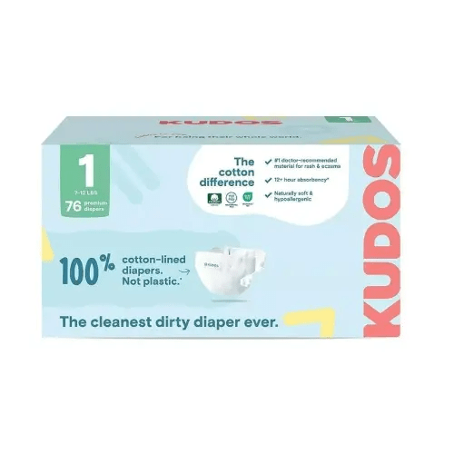 Kudos Premium Cotton-Lined Disposable Diapers, Sustainable, Breathable, Chlo'oriine -Free, 12+ Hour Protection-(Pack of 1)