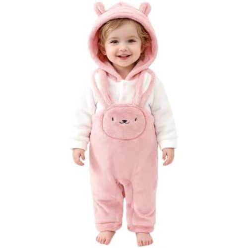 Newborn Baby Boy Plush Outfit 3PCS Cartoon Bear Suspender Pants + Top + Hat Warm Autumn Winter Clothes