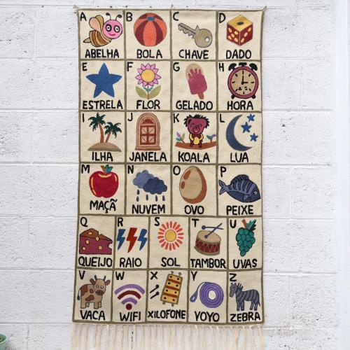 ABC Tapestry for Kids – Alphabet Wall Decor for Playroom or Classroom | Educational & Stylish |  Portuguese Abc Tapestry Wall Art .