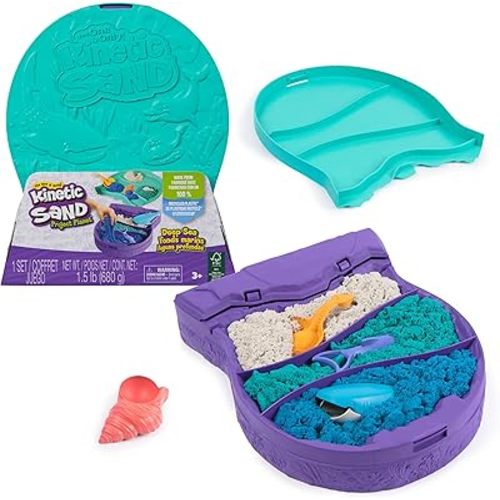 Kinetic Sand, Project Planet Deep Sea with 24oz Play Sand & Sea Creature Tools, Sustainably Minded Eco Friendly Materials, Sensory Toys for Kids