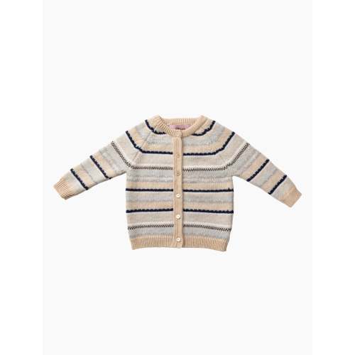 Cashmere Fairisle Cardigan in Linen