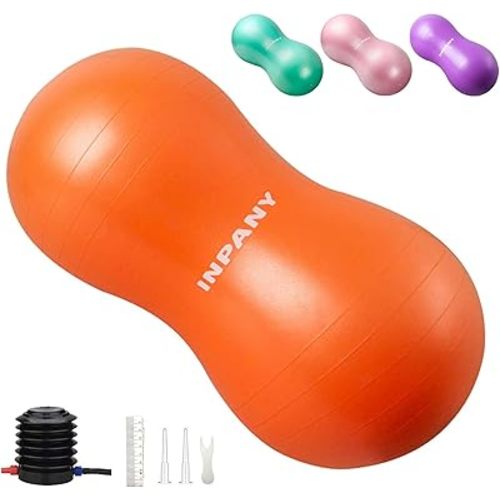 INPANY Peanut Ball - Anti Burst Exercise Ball for Labor Birthing, Physical Therapy for Kids, Core Strength, Flexible Seating, Home & Gym Fintness, Sensory Chair Wiggle Seat for Boys and Girls