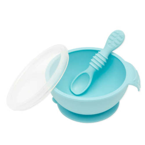 Baby's First Feeding Set | Blue Baby Bowl, Spoon & Lid | Bumkins