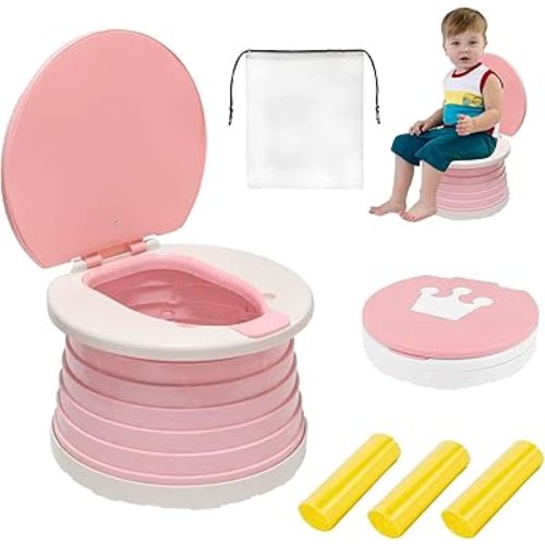 portable, foldable potty seat for toddler, Training Toilet Seat Emergency Toilet for Car, Camping, Outdoor, indoor (pink, small)