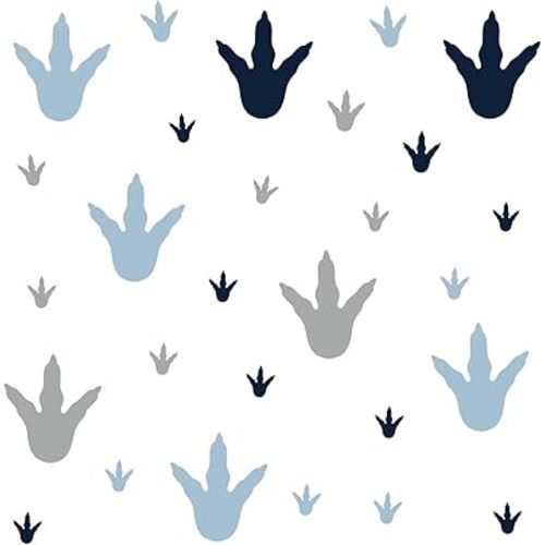 RoomMates RMK4103SCS Dinosaur Feet Tracks Peel and Stick Wall Decals, Blue, Gray