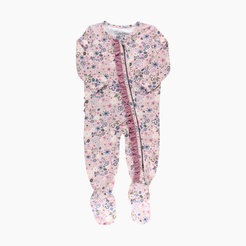 Rufflebutts Ruffled Footed One Piece Pajama - Pink Multi, 0-3M