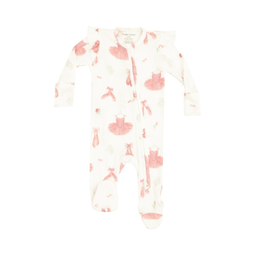 Angel Dear 2 Way Zipper Ruffle Sleeve Footie - Ballet Things, Angel Dear, Angel Dear 2 Way Zipper Ruffle Sleeve Footie - Ballet Things | Basically Bows & Bowties