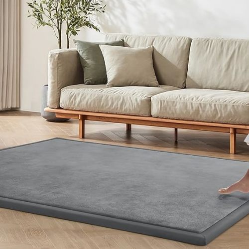 Baby Play Mat for Floor – Soft Rug Mat, Memory Foam Crawling Rug for Babies, Toddlers, Kids – 1.3" Thick, Nursery & Playroom Area Tatami Mats,Grey,150X200CM
