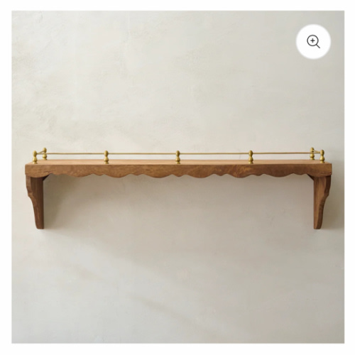 Quinn Wood and Brass Railing Shelf