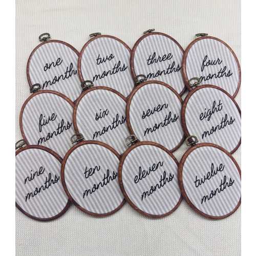 Embroidered Baby Monthly Milestone Hoops | 1-12 Months  or 1, 3, 6, 12 Months