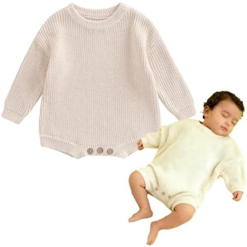 Newborn Baby Romper Sweater Embroidery Knit Pullover Warm Sweatshirt Romper Fall Winter Clothes