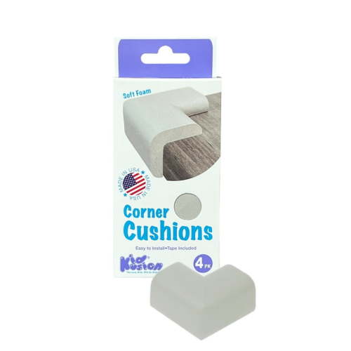 KidKusion Foam Rubber Corner Guards, for Sharp Corners, Tables, Furniture, 4 CT, Gray, Toddler