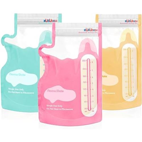 Breastmilk Storage Bags(150 Count)，8oz Milk Storage Bags for Breastfeeding，BPA Free with Easy Pour Spout, Self Standing, for Refrigeration and Freezing