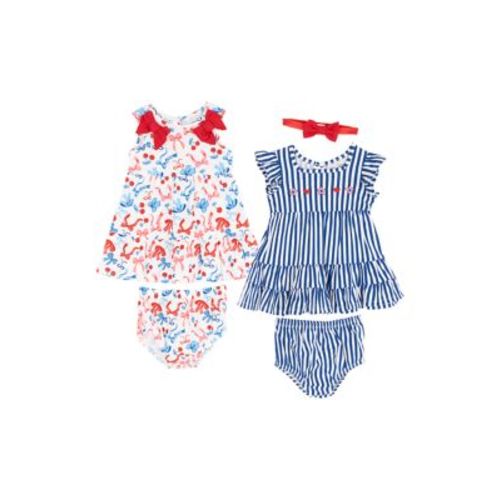 Baby Girls Striped and Bow Print Dress Set