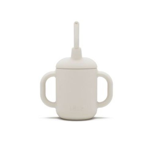 Lalo 4 fl oz 3-in-1 Silicone Training Cup with Straw - Oatmeal