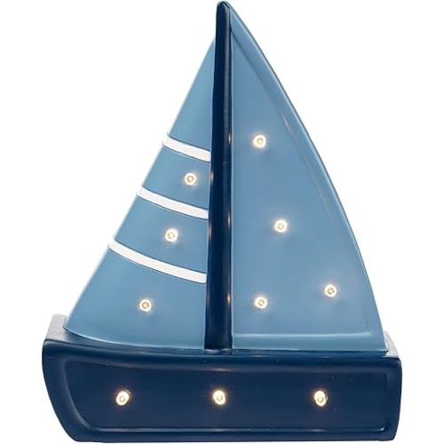 Lambs & Ivy Little Skipper Hand Painted Nautical Sailboat Table Top Lamp/Light