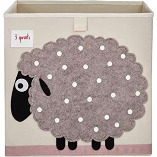 3 Sprouts Toy Storage Organizer: Toy Box Cube Organizer for Playroom, Nursery - Foldable Storage Bin - Sheep