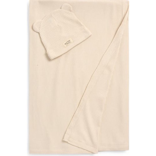 Rib Swaddle Blanket & Hat Set