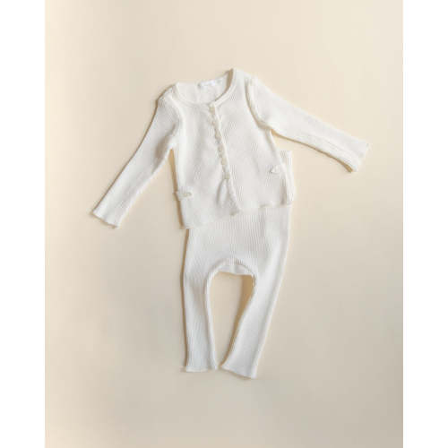 Slub Cardigan Set - Dove White