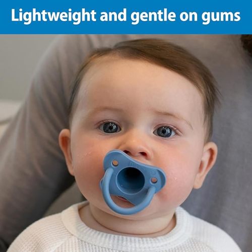 Dr. Brown's HappyPaci 100% Silicone Pacifier 0-6m, BPA Free, White Blue Light Blue 3-Pack