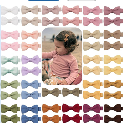 CÉLLOT Baby Hair Clips 50PCS Baby Girls Fully Lined Baby Bows Hair Pins Tiny 2" Hair Bows Alligator Clips for Baby Girls Infants Toddlers in Pairs