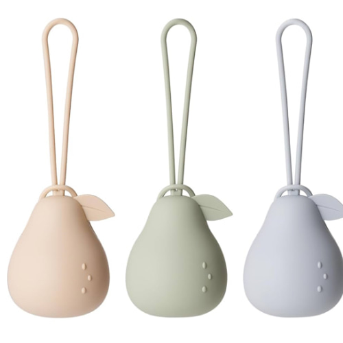 Andy Bear Baby Pacifier Storage Case Paci Holder Case Pear Shape 3 Pack-Ivory Sage Blue