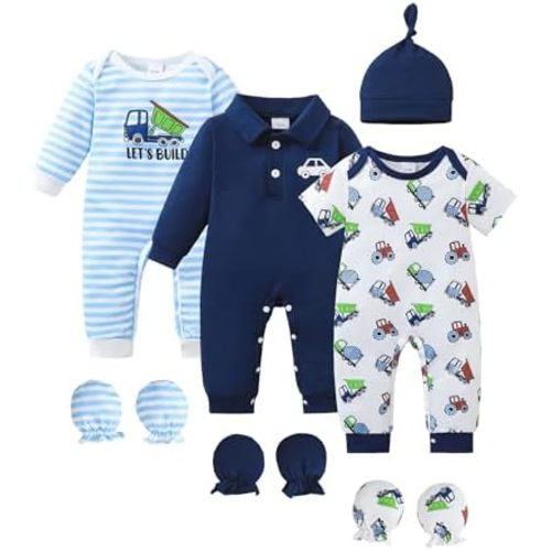 NZRVAWS Preemie Baby Boy Clothes Newborn Essentials Outfits Romper 10 PCS