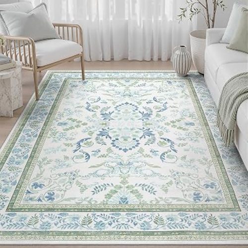 DCX Blue and Green Washable 6x9 Area Rug
