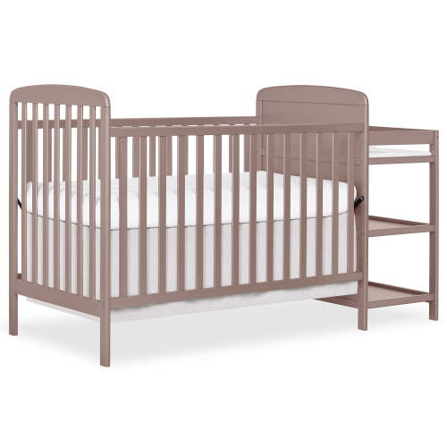 Dream On Me Anna 3-in-1 Convertible Crib with Changing Table Brown Sugar, Changing Pad Included, Converts from Baby Crib to Toddler Bed, Day Bed and Kids Sofa, 3 Adjustable Mattress Height Positions
