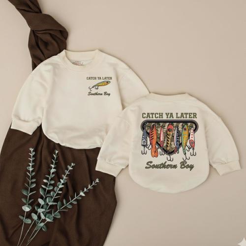 Catch Ya Later Bubble Romper, Funny Fishing Baby Outfit, Little Fisherman Baby Shower Gift for Boy