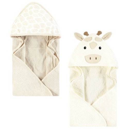 Hudson Baby Cotton Animal Face Hooded Towel, Beige Giraffe, One Size