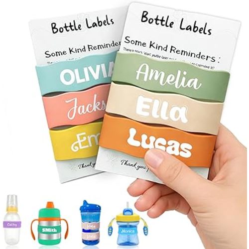 3 Pack Personalized Silicone Baby Bottle Name Bands Custom Bottle Labels for Daycare, Non-Slip & Reusable for Boys & Girls Dishwasher & Boil Safe