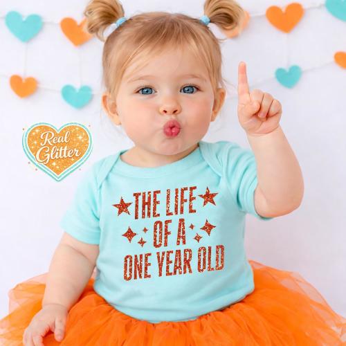 First Birthday Shirt Girl • The Life of a One Year Old Bodysuit • Glitter Tee • Era Baby Girls Shirt • Showgirl Bodysuit • Trendy Girls Gift
