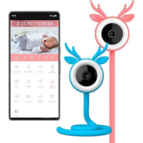 CozyloopTM Smart WiFi Baby Monitor with Camera and Night Vision 4mp HD Video, Temperature Display, Sound & Motion Alerts, 2-Way Talk, Compatible with iOS & Android (Pink)
