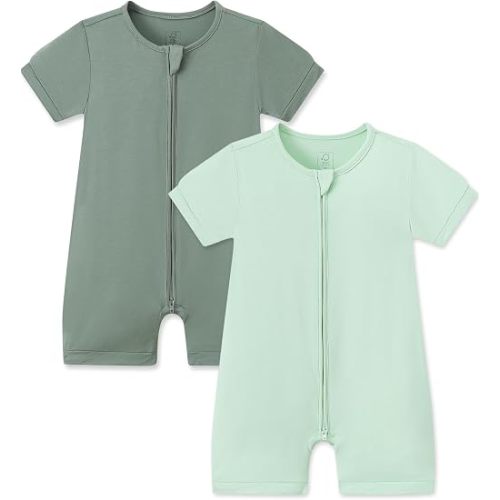 JunNeng Rayon Viscose from Bamboo Baby Zipper Romper,Soft Jumpsuit Short Sleeve One Piece Coverall for Boy Girl 3 - 6 months