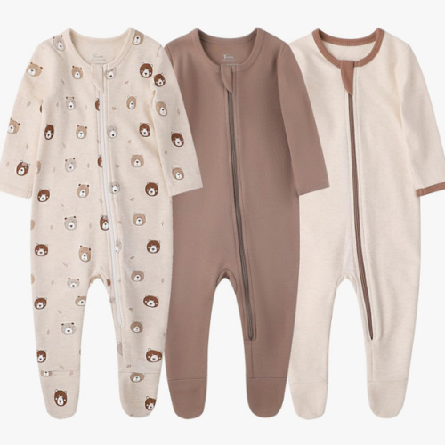 O2 BABY Baby Boys Girls Organic Cotton Zip-Front Sleeper Pajamas, Footed Sleep 'n Play