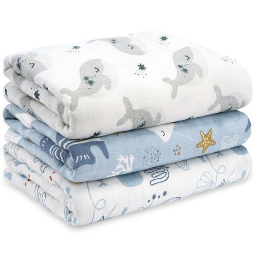 YOOFOSS Muslin Swaddle Blankets, Organic Baby Blankets, 47x47 Inches Receiving Blanket for Baby Boys, Girls and Neutral, Baby Essentials for Newborns Soft Breathable