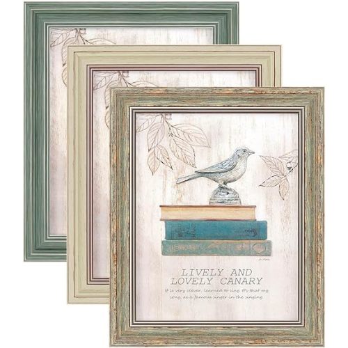 XUANLUO 3 Pack 8x10 Inch Picture Frames Farmhouse Rustic Vintage Distressed Wood Grain Photo Frame with HD plastic cover for Table Top Display and Wall Hanging