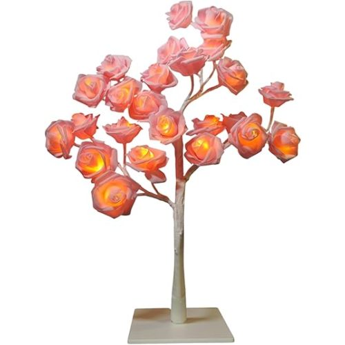 Rose Tree Table Lamp – Nightstand Lamp for Living Room & Bedroom, Flower Tree Lamp for Bedside Décor